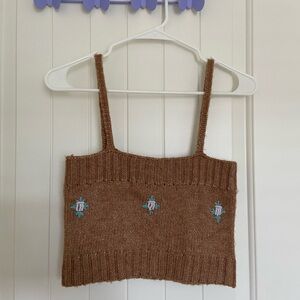 NWOT | Hazel Moon women’s knit‎ embroidered sweater tank — medium